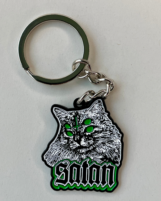 "Satancat" Enamel Keychain