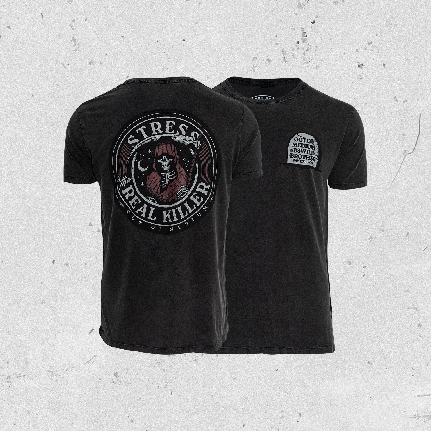 "Stress is the Real Killer" T-Shirt (Stone Wash Black)