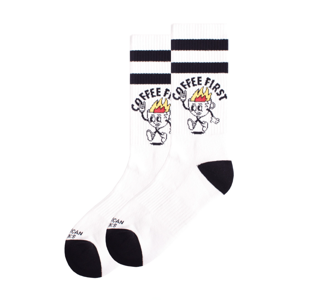 "Coffee First" Mid High Socks