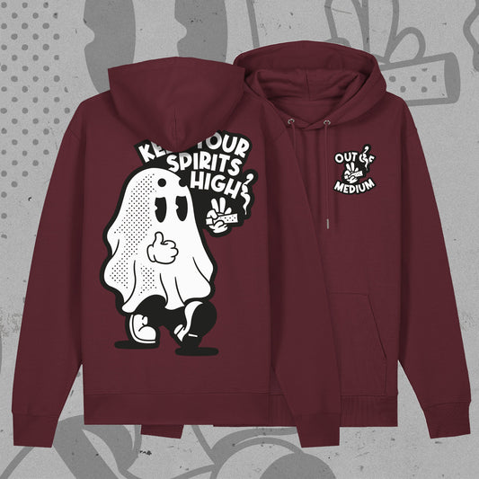 "Keep Your Spirits High" Hoodie (Burgundy)