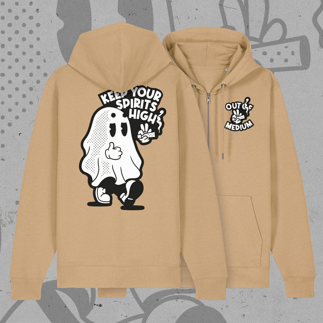 "Keep Your Spirits High" ZIP-Hoodie (Latte)