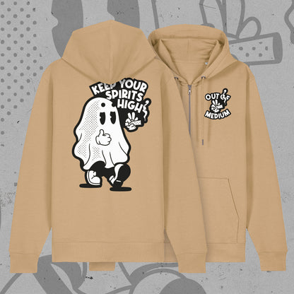 "Keep Your Spirits High" ZIP-Hoodie (Latte)