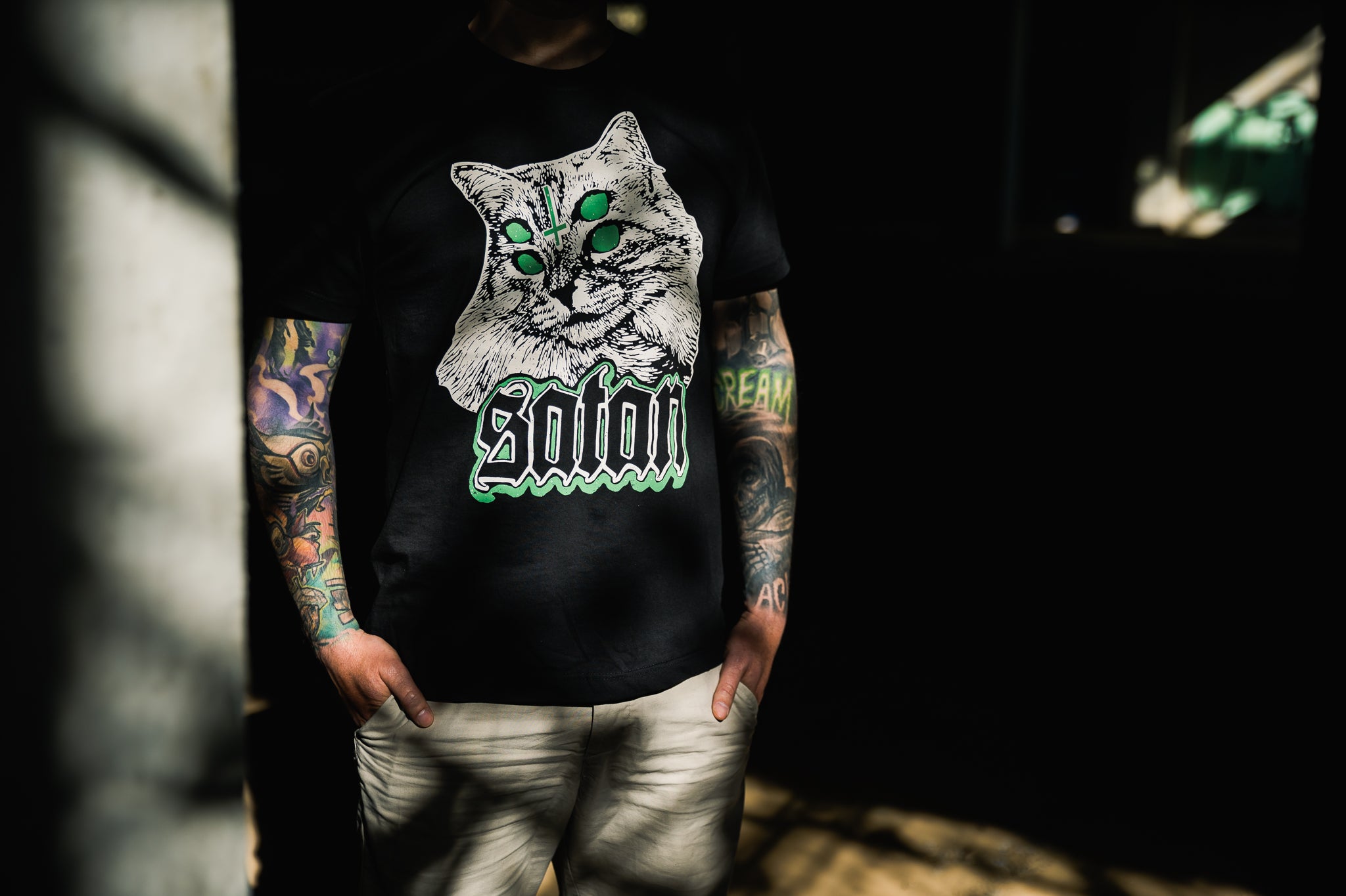 "Satancat" t-shirt (black-green)