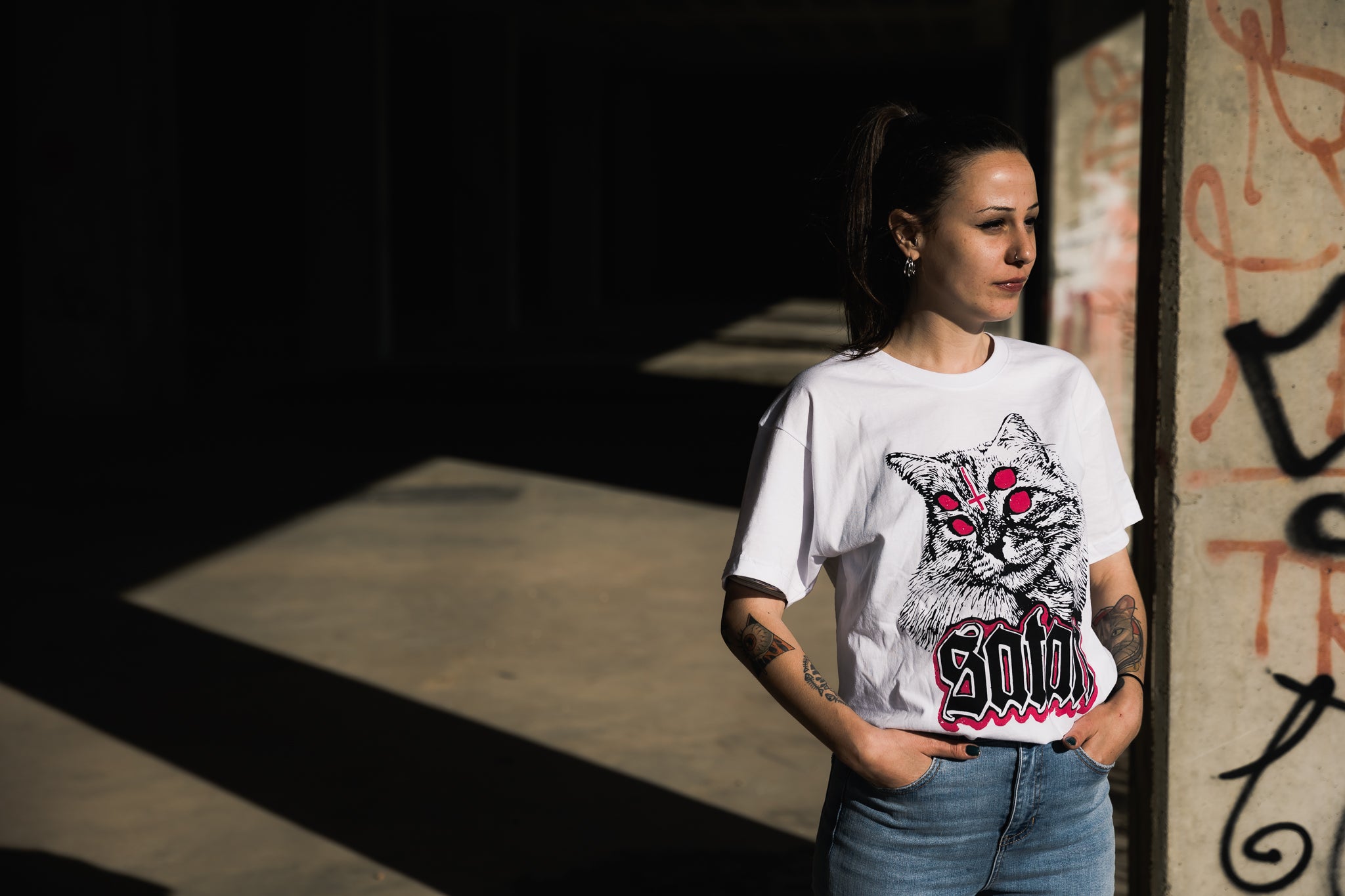 "Satancat" t-shirt (white)