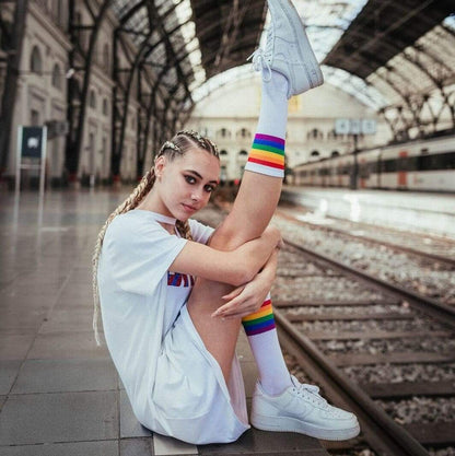 "Rainbow Pride" Mid High Socks